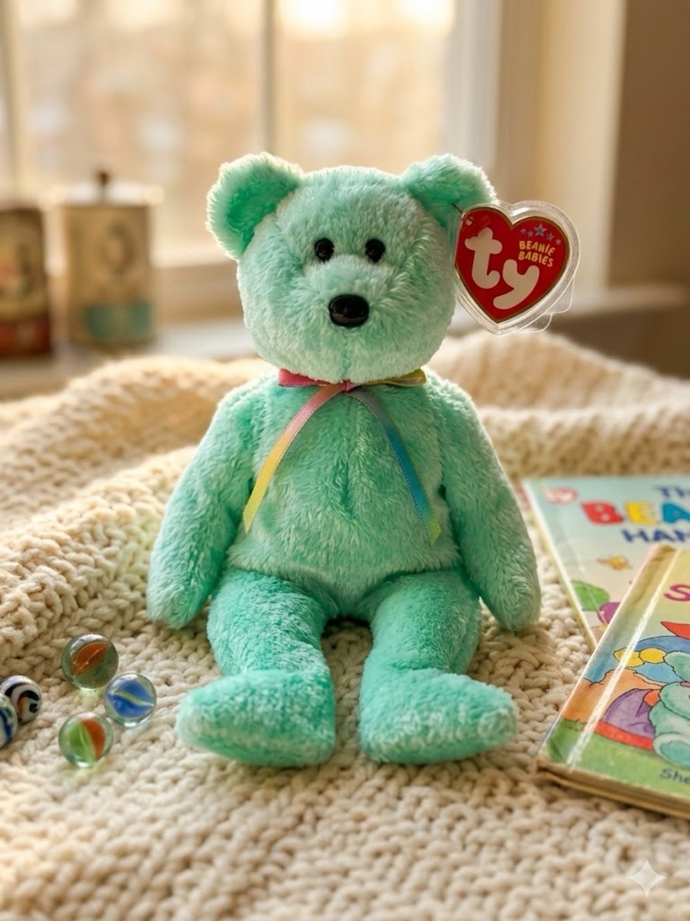 Ty Beanie Baby Sherbet Bear Green Plush 2001 Retired Collectible Stuffed Animal